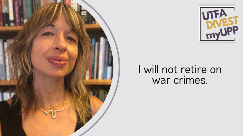 Picture of a white woman in her mid-40s with brown hair wearing a black tank top and standing in front of a book case, looking at the camera.